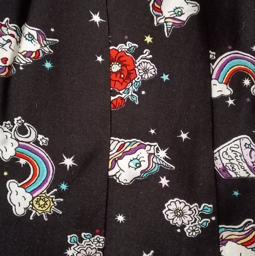 Hell Bunny Unicorn Rockabilly Shirt Black Rainbow & Star Pattern Size M NWT - Picture 10 of 13